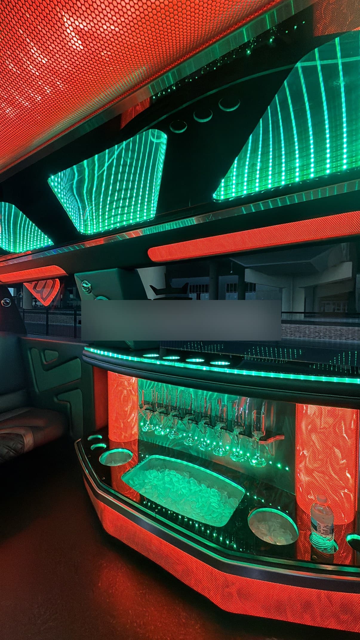 Leather seats and a stocked bar inside a limousine, a casino comp ride