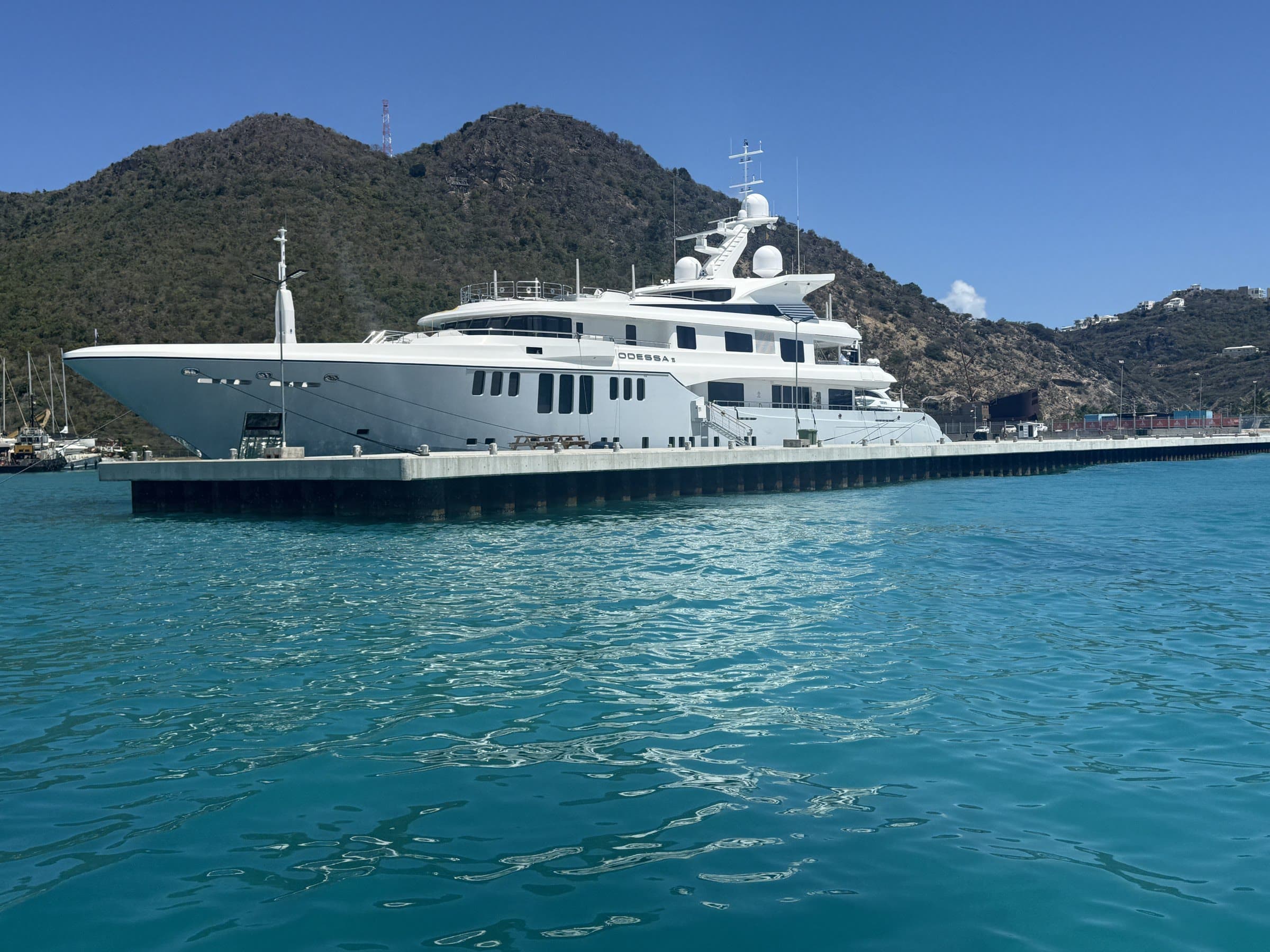 White motor yacht tied up at a marina, a casino comp trip on the water